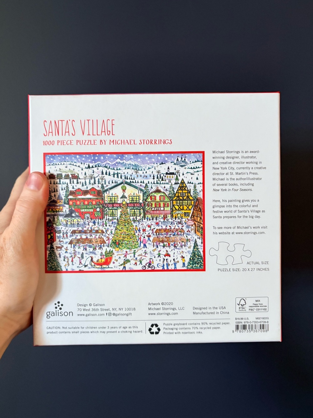 Galison 1000 Piece Christmas Village Jigsaw Puzzle - Picture 3 of 3